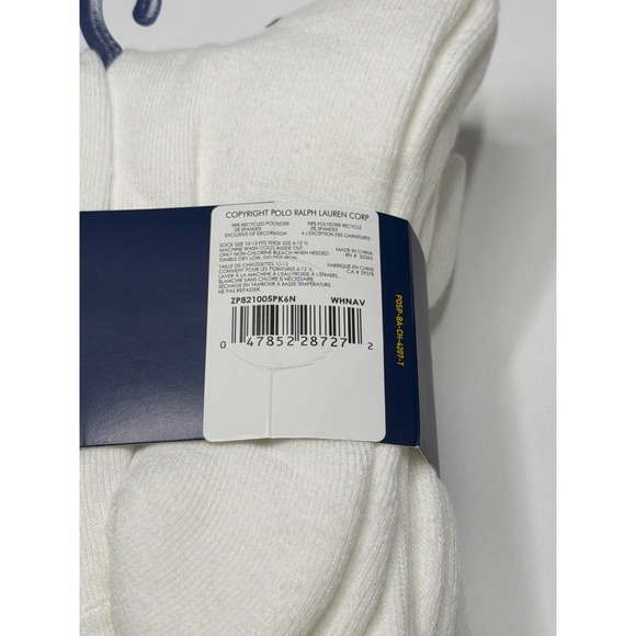 Polo Ralph Lauren Men 6 Pairs Classic Sport White Crew Socks Cushioned 10-13 - Picture 4 of 5